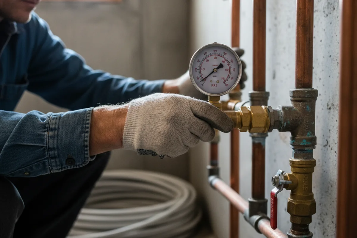 Pressure testing a repaired line during Water Line Repair in Fargo